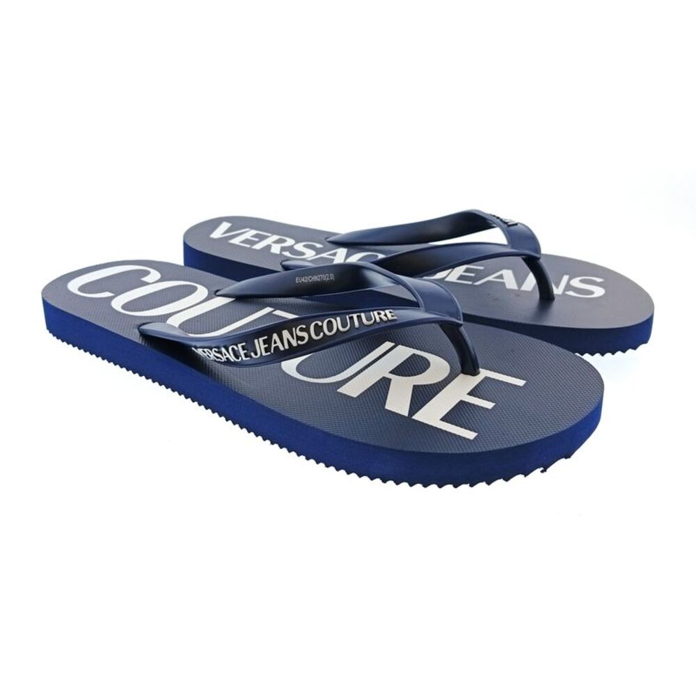 Versace Jeans Couture Mens Navy / White Logo Flip-Flops